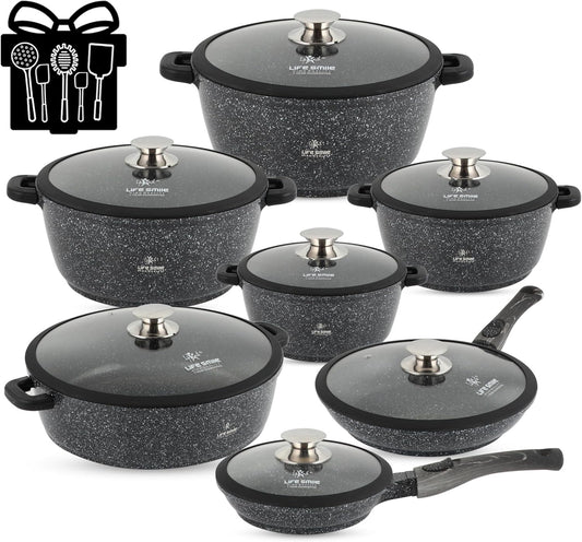 Cookware Set - Granite Non Stick Coating 100% PFOA FREE (31 Pieces)