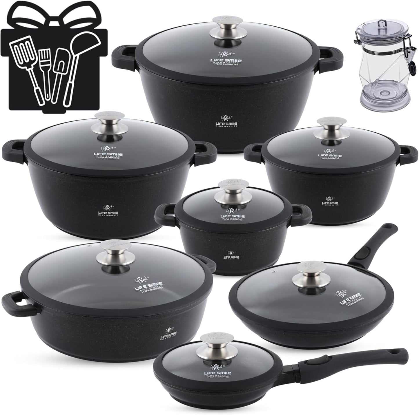 Cookware Set - Granite Non Stick Coating 100% PFOA FREE (31 Pieces)