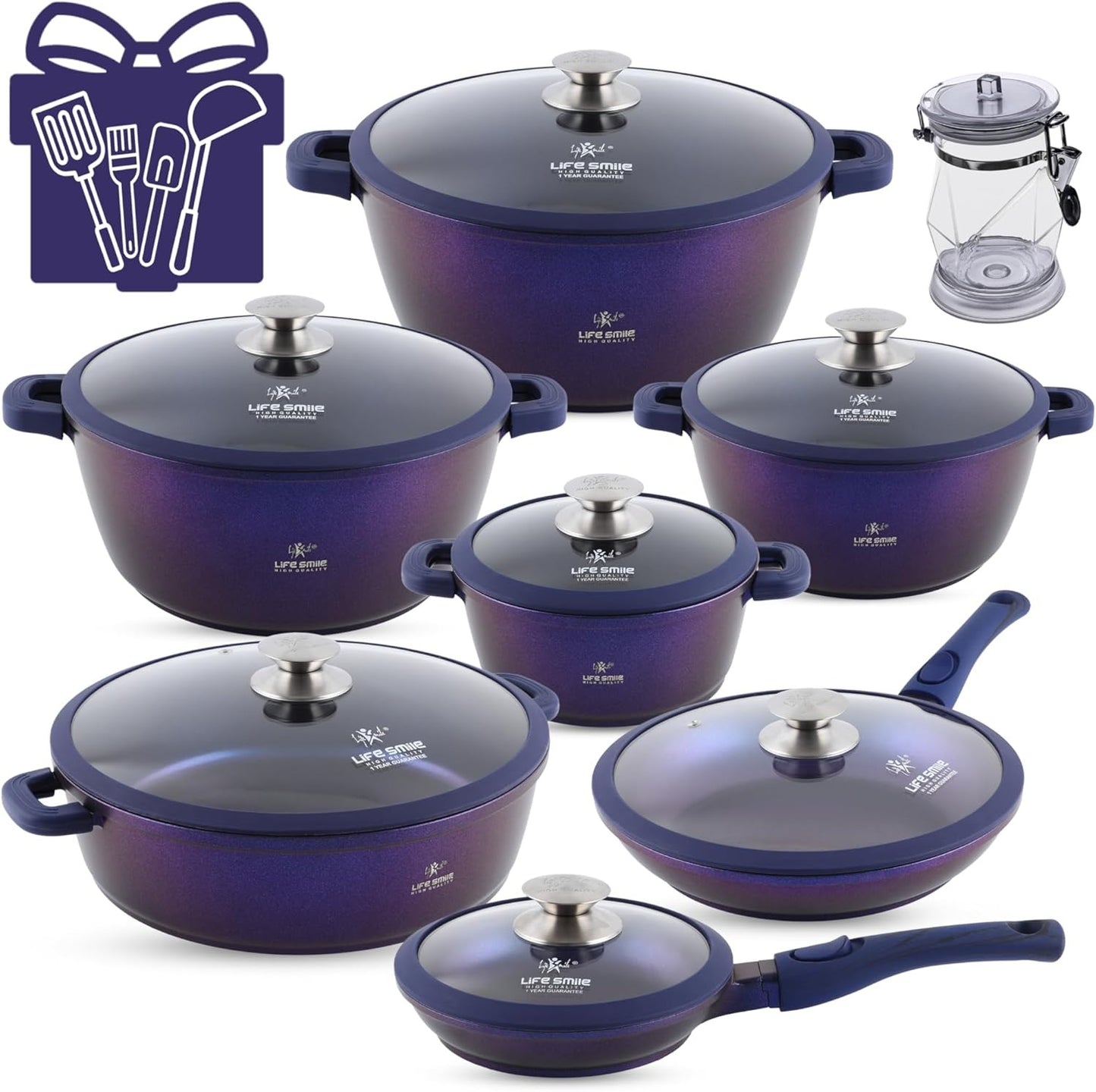 Cookware Set - Granite Non Stick Coating 100% PFOA FREE (31 Pieces)